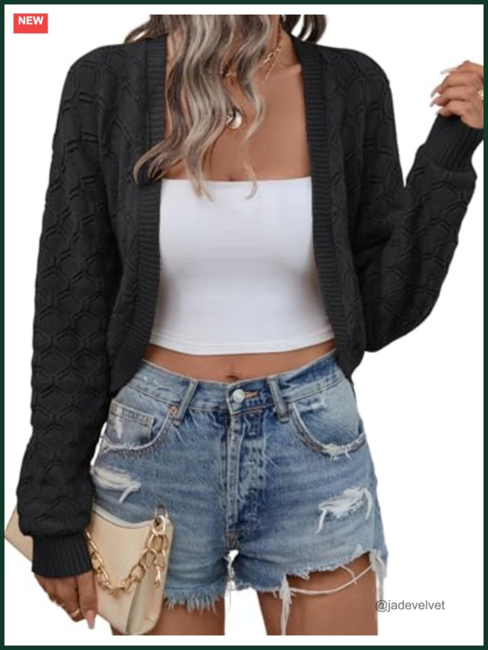 Cropped Cardigan Bolero Shrug Open Front Long Sleeve Knit Sweater for Dresses